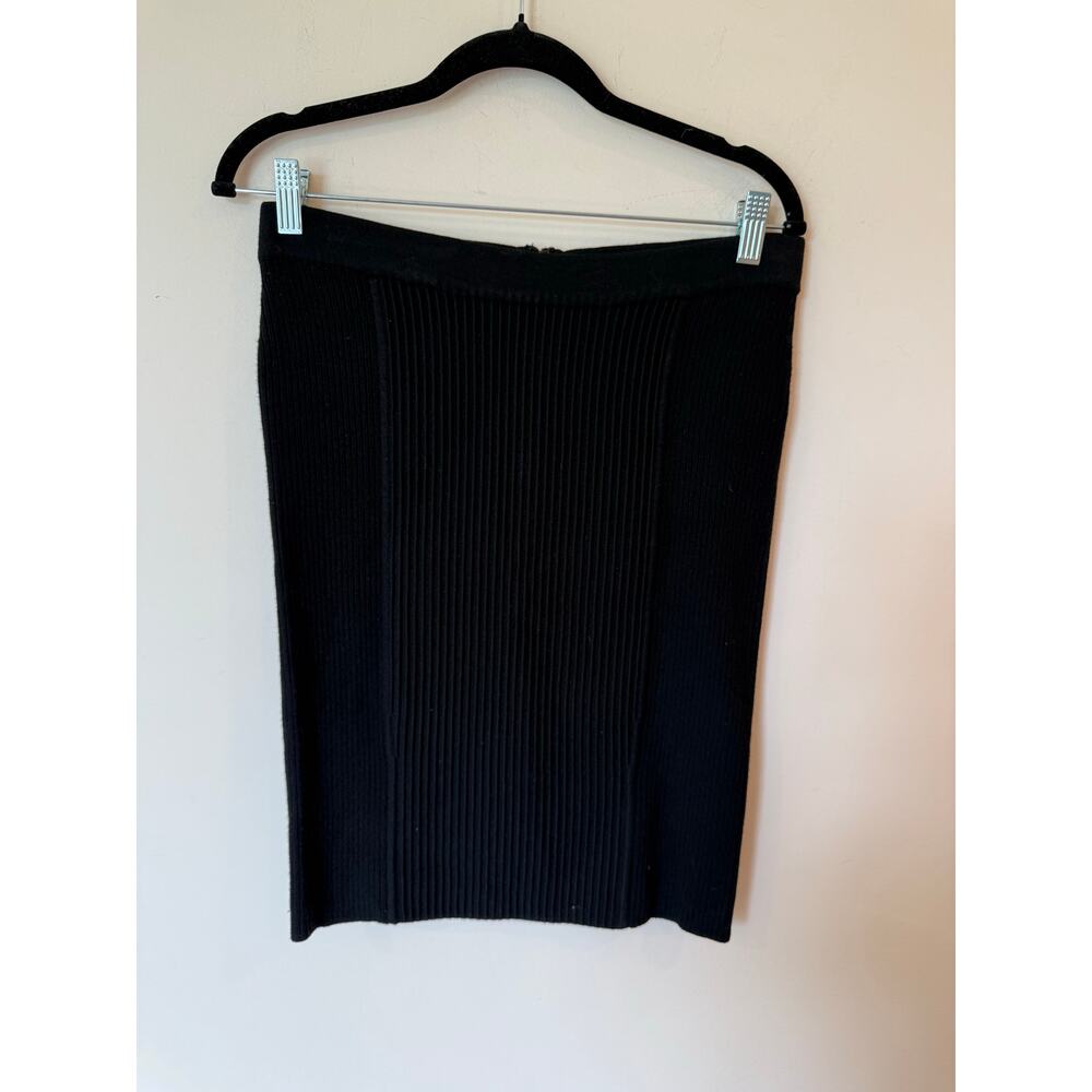 Cache Stretch Ribbed Pull On Mini Skirt Black Women's Size Medium